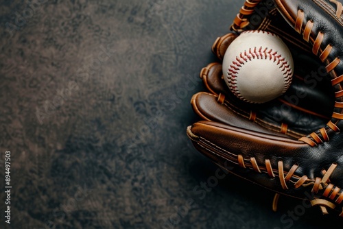 Worn Baseball Glove and Ball