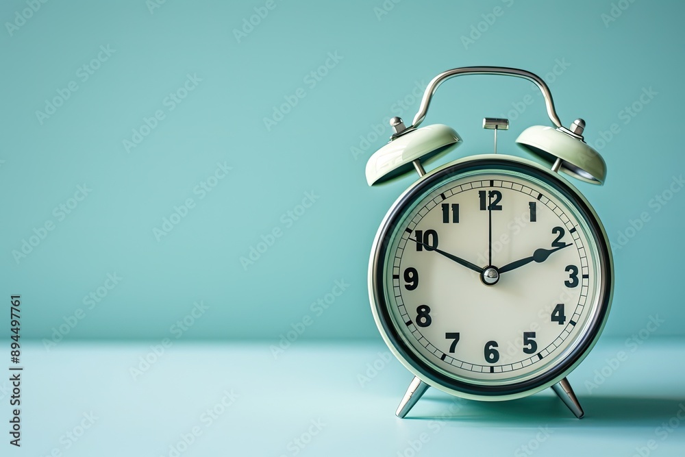 Retro alarm clock on blue background, minimalistic. Retro alarm clock on blue background, minimalistic.