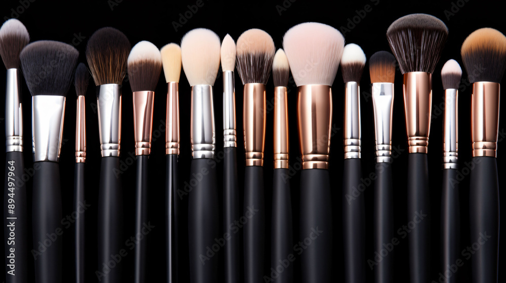 Makeup brushes, eyebrow comb. Make-up artist kit Makeup brushes, eyebrow comb. Make-up artist kit