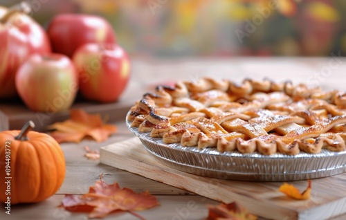 Apple Pie With Autumn Decor