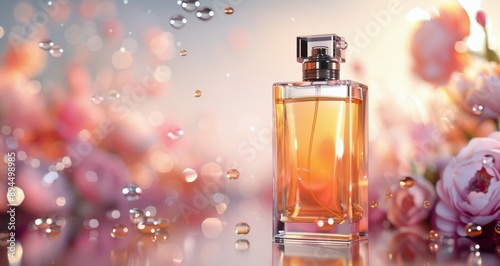 Perfume Bottle on Shiny Surface