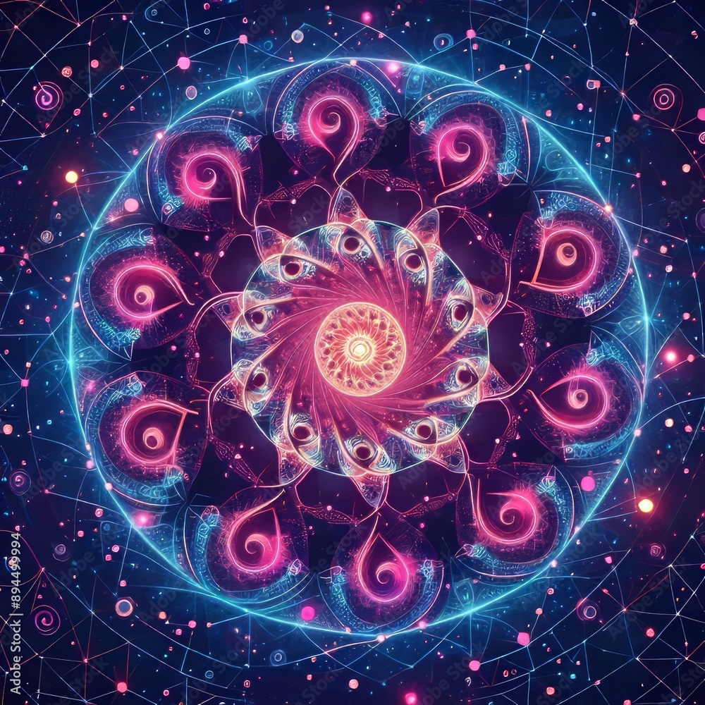 246 76. Neon fractal holographic illustration_ A holographic des 246 76. Neon fractal holographic illustration_ A holographic des