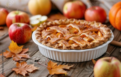 Apple Pie With Autumn Decor