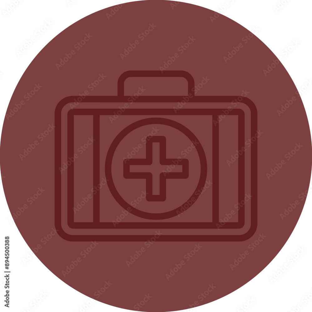 Fototapeta premium First aid kit Vector Line Maroon Circle Maroon