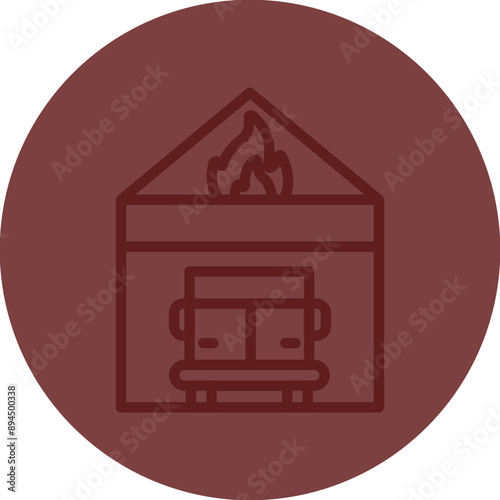 Fire station Vector Line Maroon Circle Maroon