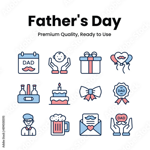 Take a look at fathers day icons set in modern style