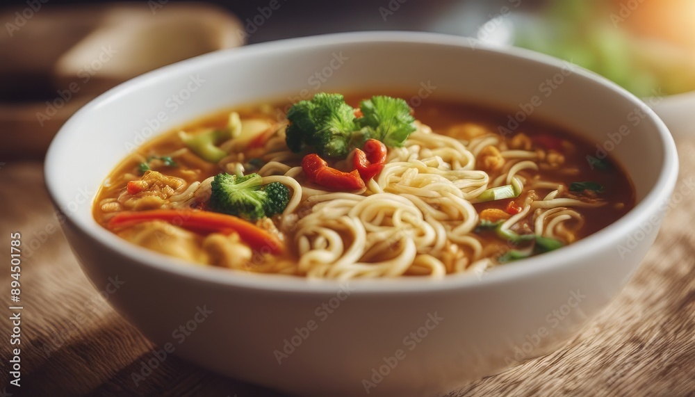Hot and spicy Curry Instant Noodle Soup with vegetables Hot and spicy Curry Instant Noodle Soup with vegetables
