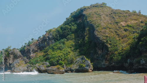 Coral hills on the edge of Ngrenehan beach in the Special Region of Yogyakarta, Indonesia