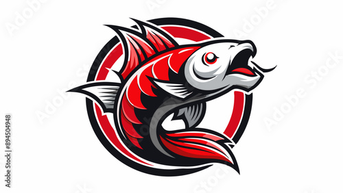 Japanese Koi Carp Fish Logo on White Background