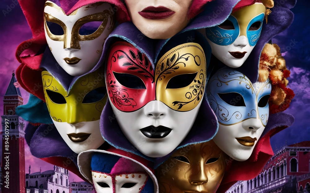 Venetian masks carnival party, Mardi gras Venetian masks carnival party, Mardi gras