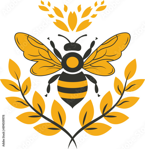 Vector isolated bee on white background