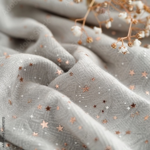 White Fabric With Gold Stars