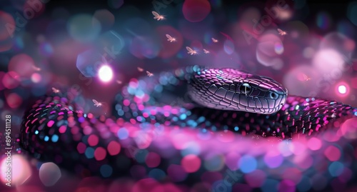 Snake in Pink and Blue Lights