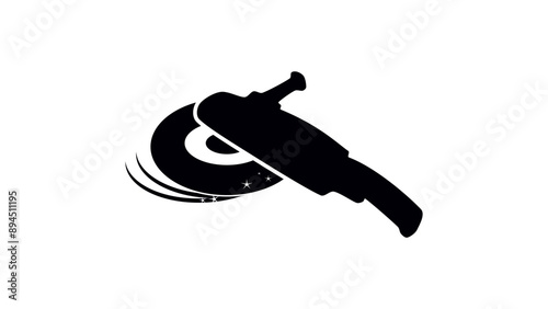 Angle Grinder emblem, black isolated silhouette