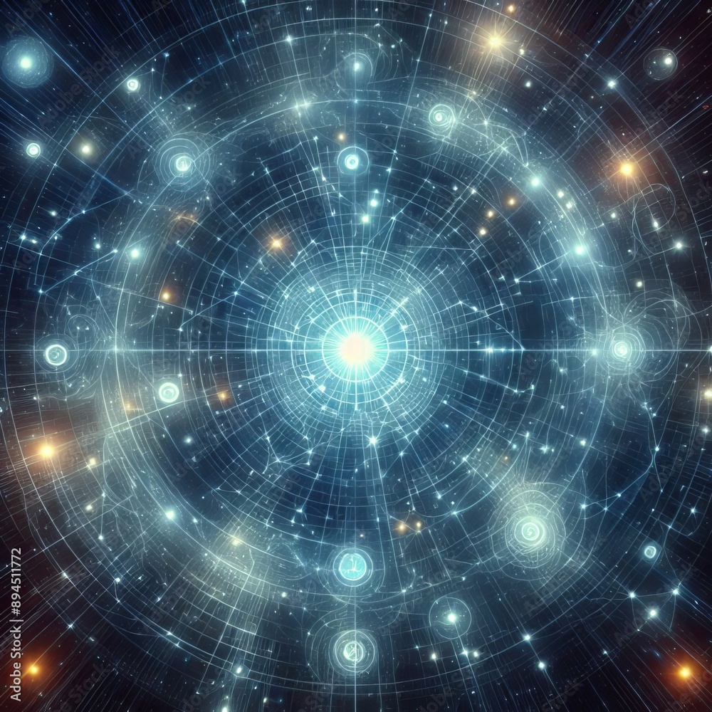 A holographic representation of a celestial constellation, with A holographic representation of a celestial constellation, with