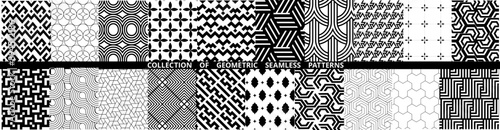collection of Seamless geometric pattern modern with circle, square, dots and triangle