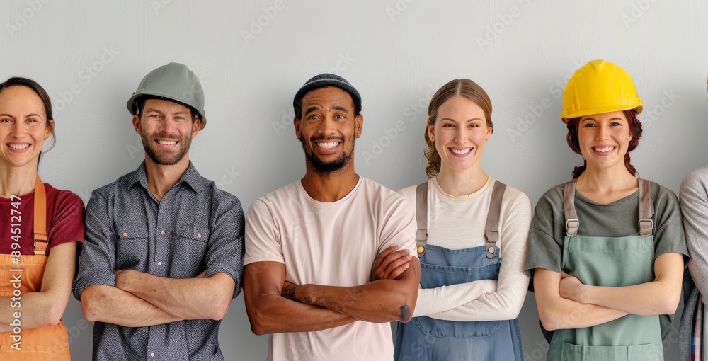 Diverse Construction Workers Smiling Diverse Construction Workers Smiling