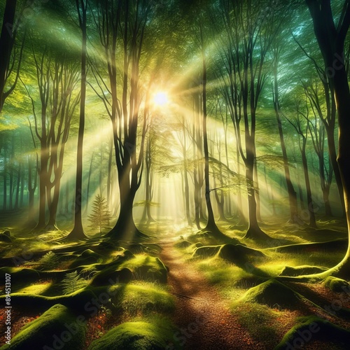  A holographic representation of a serene forest glade, with dap © deep breath