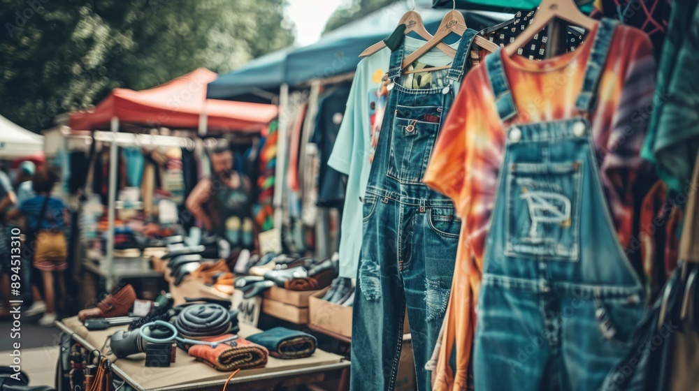 Fototapeta premium Bohemian Flea Market with Vibrant Clothing