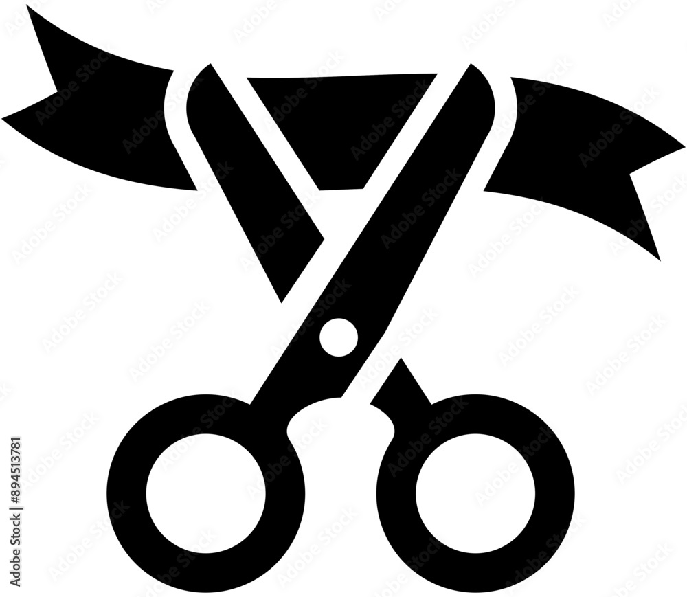 Cutting Scissors With Ribbon icon. Opening Symbols. Opening Concept Icon Collection.