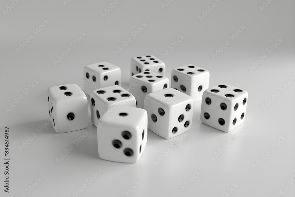 Random Arrangement of Traditional Six-Sided Dice Symbolizing Chance and Anticipation Random Arrangement of Traditional Six-Sided Dice Symbolizing Chance and Anticipation
