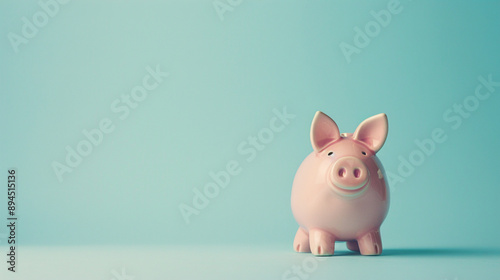 Wallpaper Mural Money coin investment with flat background, pink ceramic piggy bank with lots of coins Torontodigital.ca