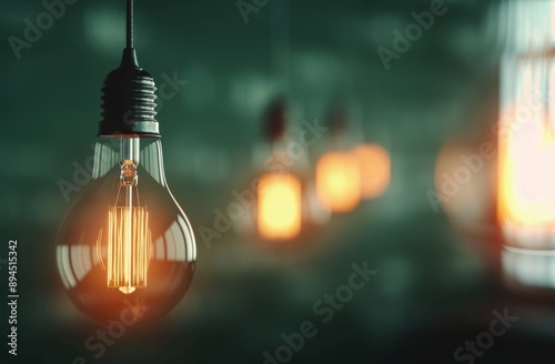 Light Bulb Hanging Against Blurred Lights