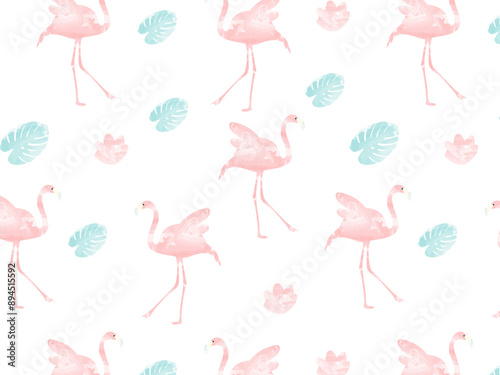 Watercolor flamingo pattern