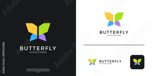 Colorful butterfly logo design inspiration.