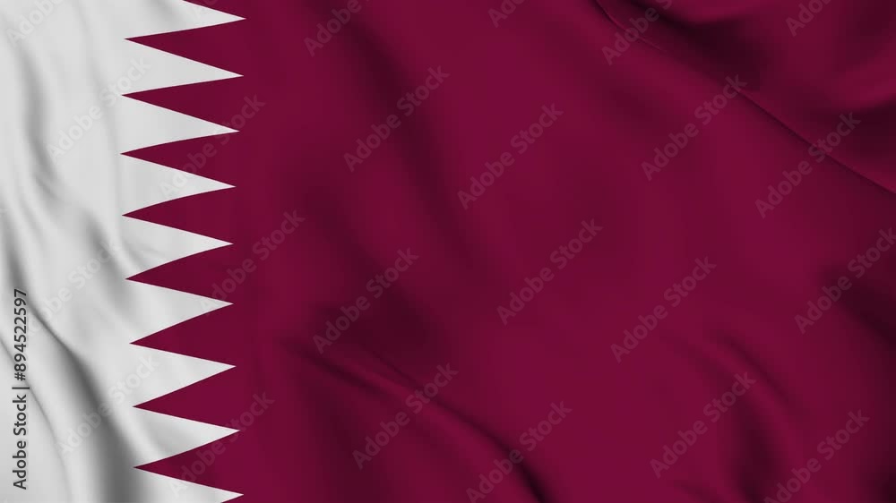 A beautiful view of the Qatar flag video. 3d flag-waving video. Qatar flag 4K resolution.