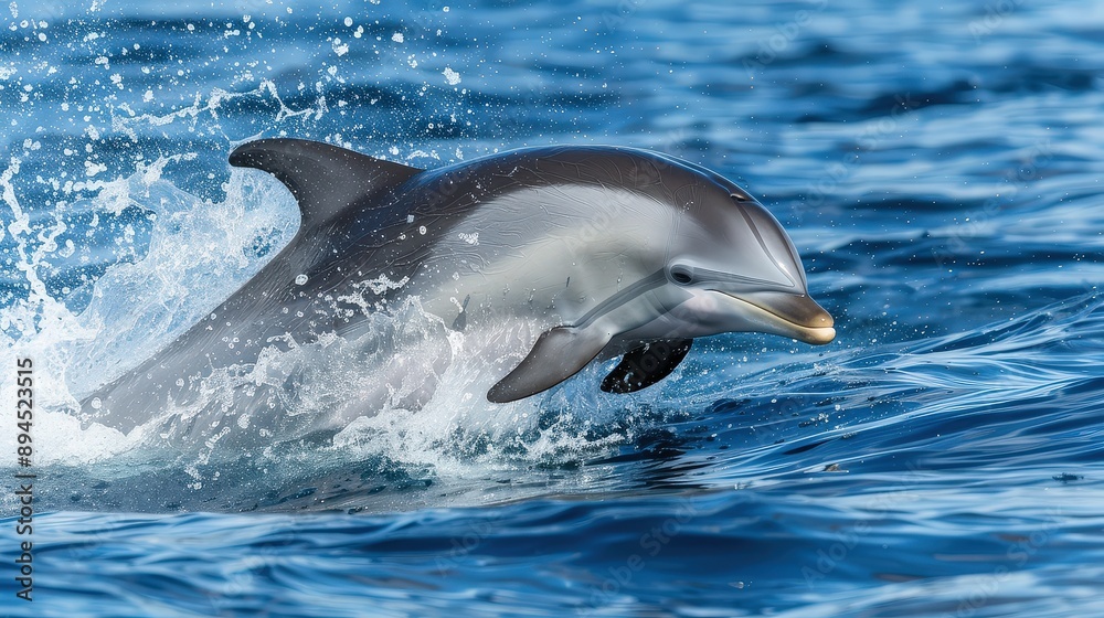 Obraz premium Playful Dolphin Jumping Out of the Ocean in a Stunning Marine Environment