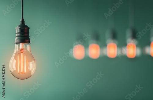 Light Bulb Hanging Against Green Background