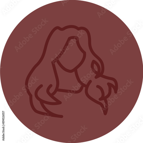 Hairstyling Ideas Vector Line Maroon Circle Maroon