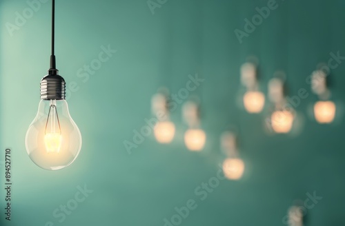Light Bulb Hanging Against Green Background