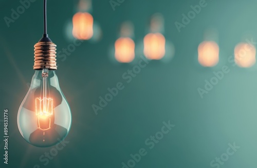 Light Bulb Hanging Against Green Background