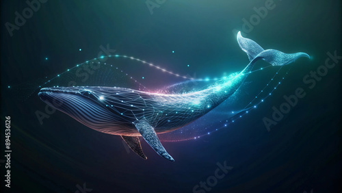 Large whale illustration with technology and data linkage It reflects technology and investment. photo