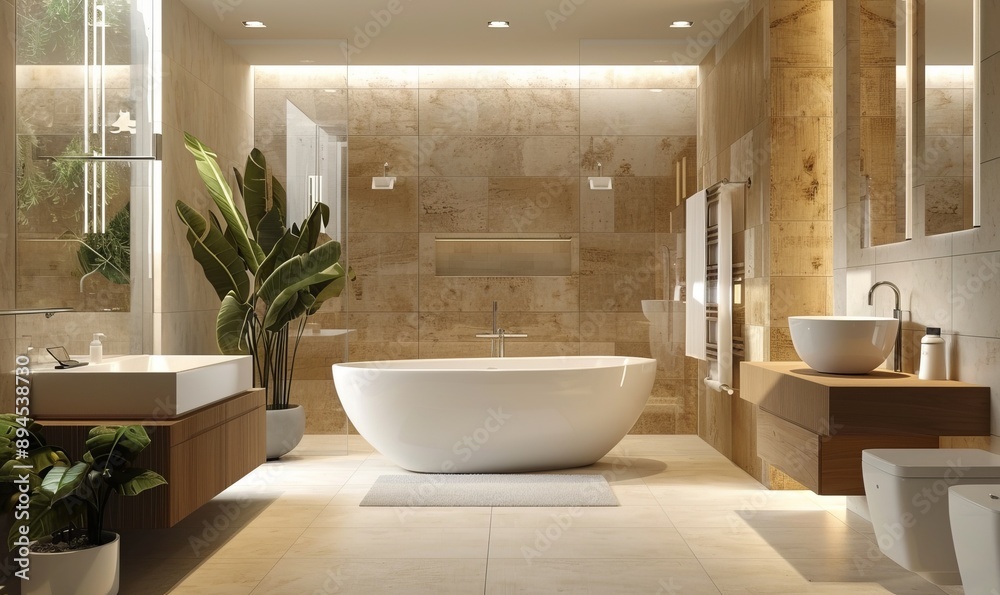 Contemporary bathroom with smart technology and stylish fixtures Contemporary bathroom with smart technology and stylish fixtures