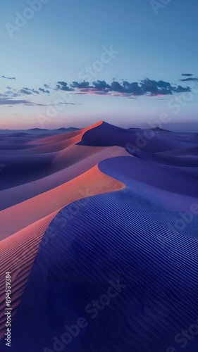 Video vertical recreation of desert dunes at sunset	 photo