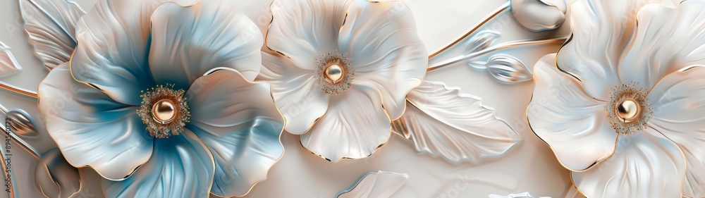 Obraz premium Background decoration poppy flowers, 3D illustration