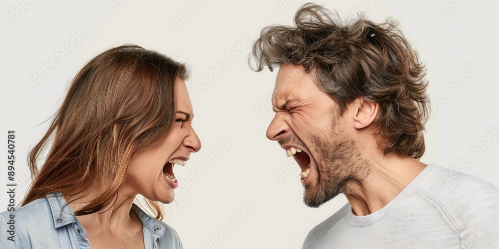 Man and woman with angry expression and emotion Man and woman with angry expression and emotion