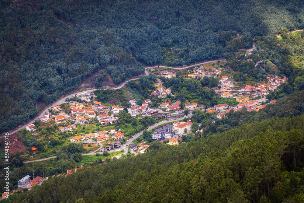 Fototapeta premium Geres village in Portugal. View from Pedra Bela viewpoint.