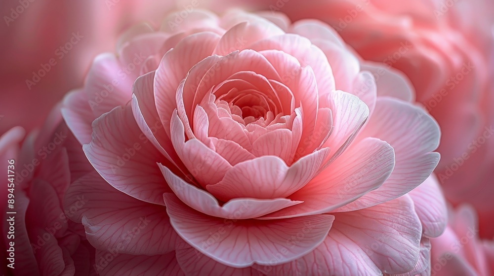Detailed view of a pink camellia flower with lush petals Detailed view of a pink camellia flower with lush petals