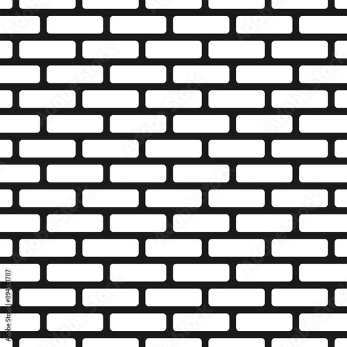 Black and white brick wall vector seamless texture. Best for wallpapers, background, surface design.