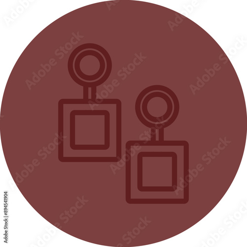 Ear Ring Vector Line Maroon Circle Maroon