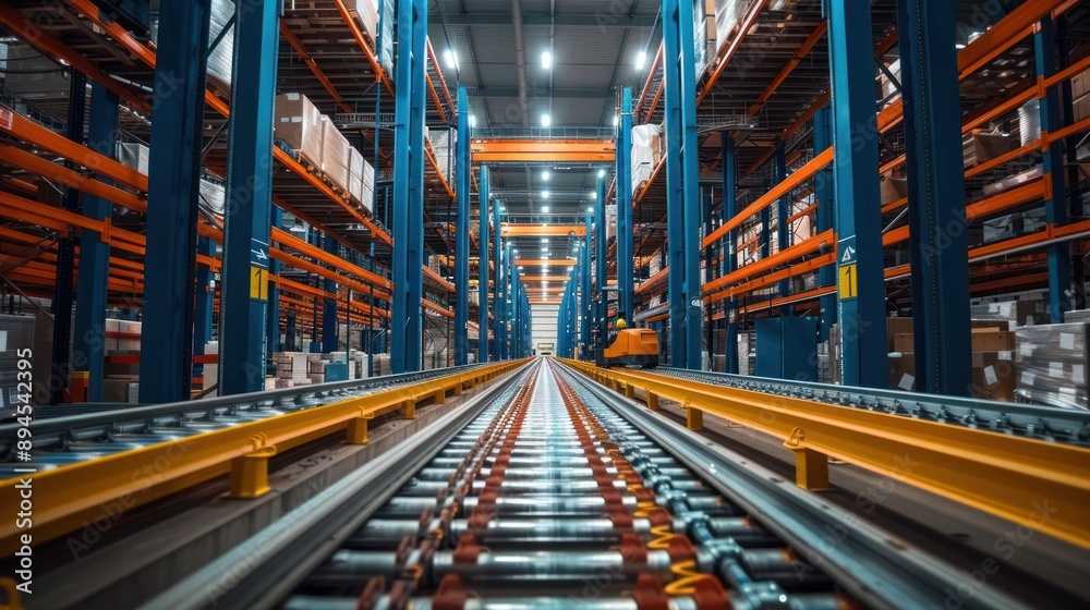 Logistics center with automated sorting systems and robotic forklifts, showcasing advanced warehousing Logistics center with automated sorting systems and robotic forklifts, showcasing advanced warehousing