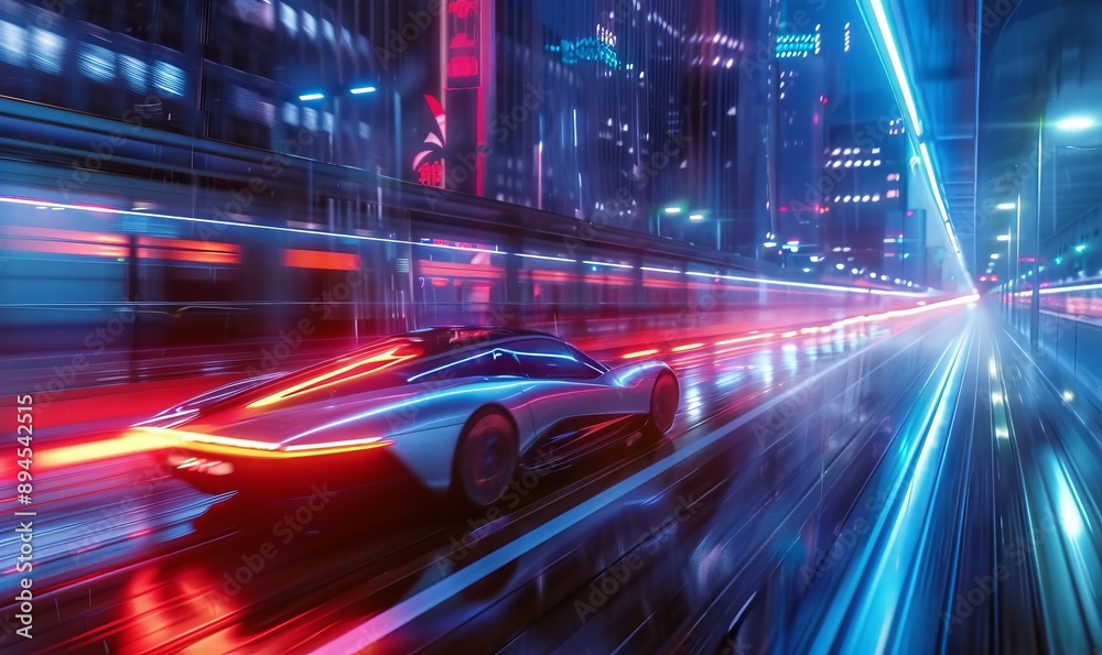 Modern transportation with electric cars and high-speed trains Modern transportation with electric cars and high-speed trains