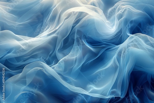 Monochrome blue abstract pattern, tissue waves background. Generative AI