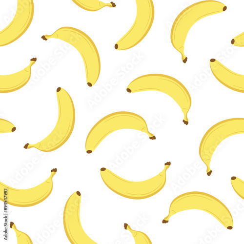 Banana fruit seamless pattern. Bananas isolated on white background. Vector illustration