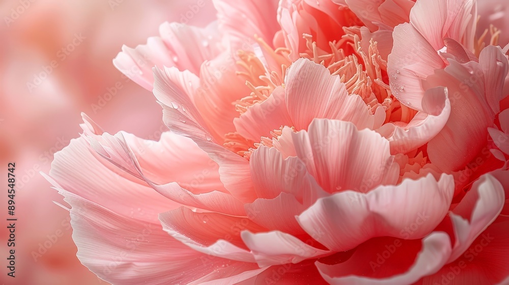 Detailed view of a pink peony with lush layers of petals Detailed view of a pink peony with lush layers of petals