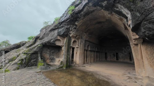 Main Vihara Cave of Bedse Caves, in Maval taluka, Pune, Maharashtra, India  photo